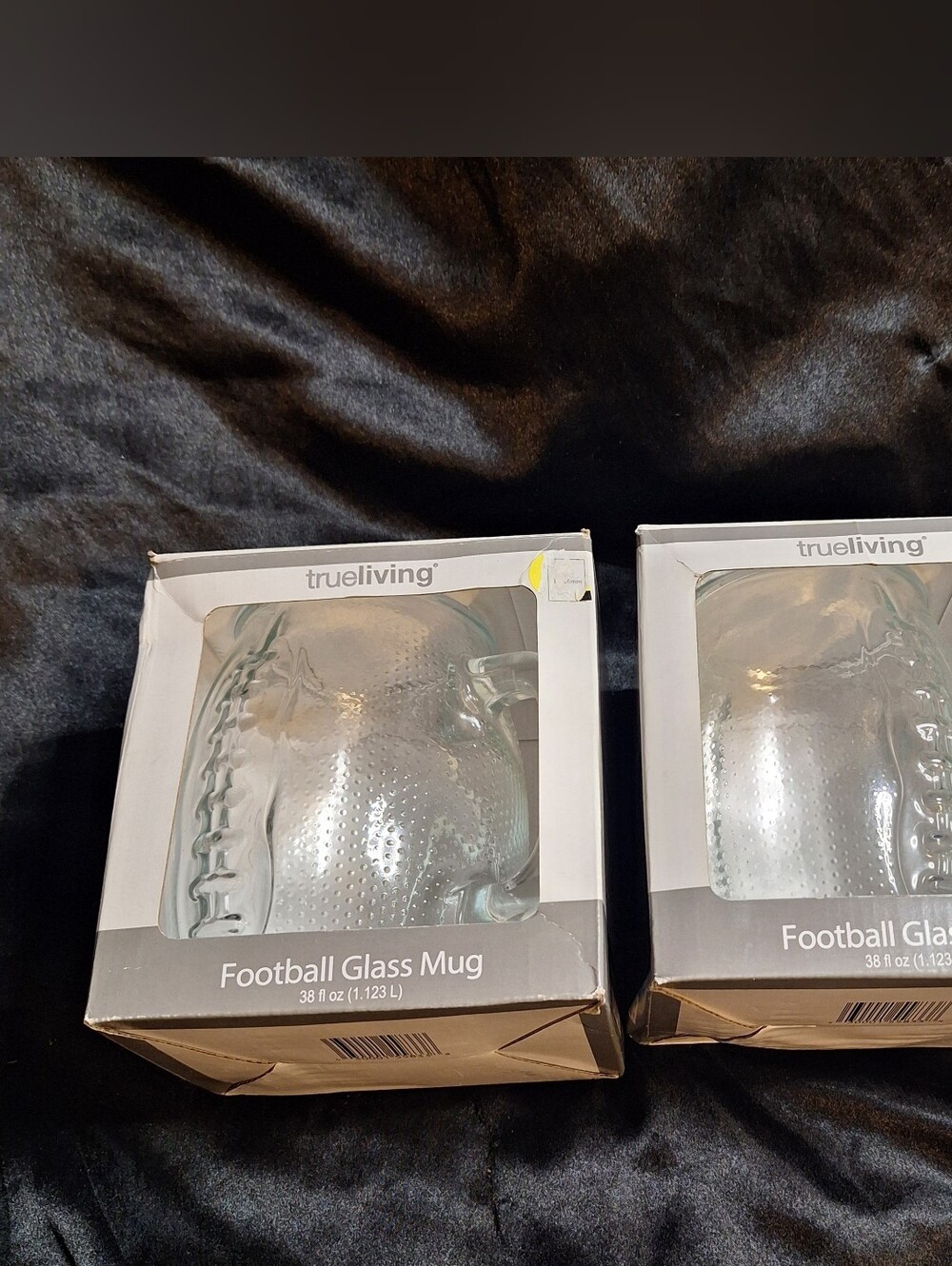 New True Living Football Mugs~Glass~Jumbo~Oversized~38 fl oz NFL~NCAA